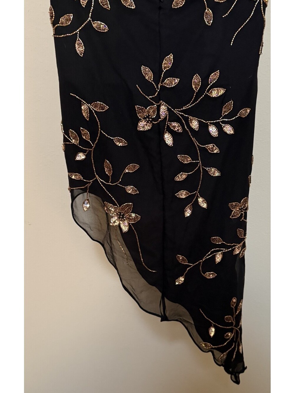Rare Cache Floral Black Beaded Cache Assumetrical Silk Dress Size Small - Picture 5 of 7
